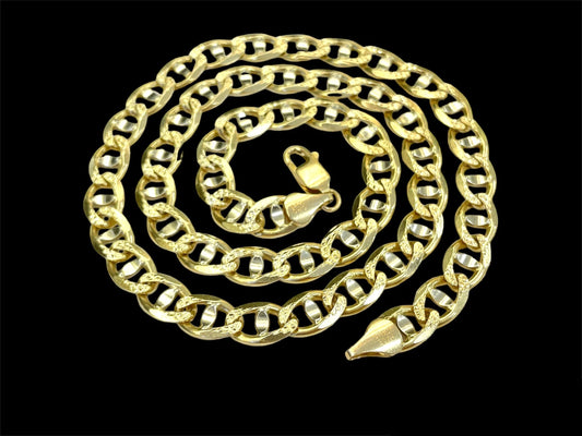 Mens 14k Solid Yellow Gold Anchor Mariner Link Chain Necklace 6.5 MM, 24.5 in 36.6 grams
