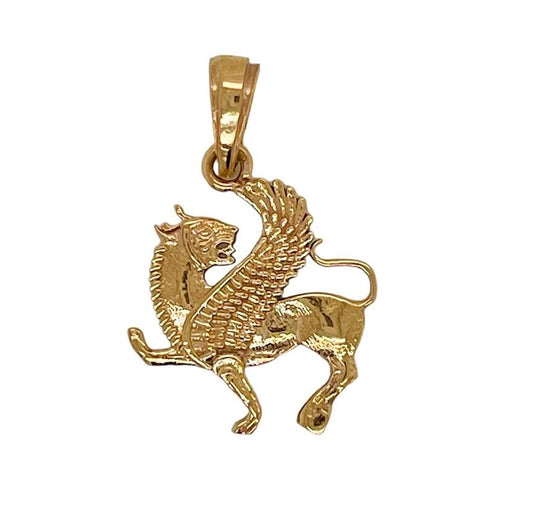 18k Solid Yellow Gold Shirdal Persian Griffin Dragon Persepolis Symbol Achaemenid Two Sided Pendant 2.8 gr