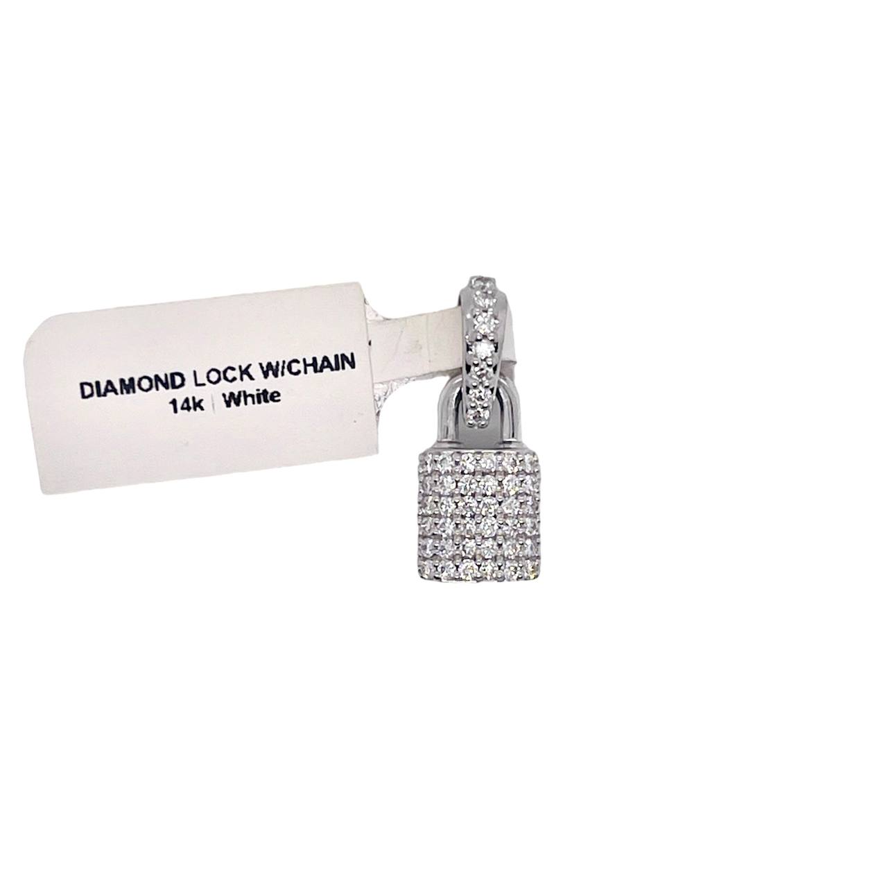 Copy of 14K Solid White Gold 0.50 TCW Natural Diamond Padlock Charm Pendant