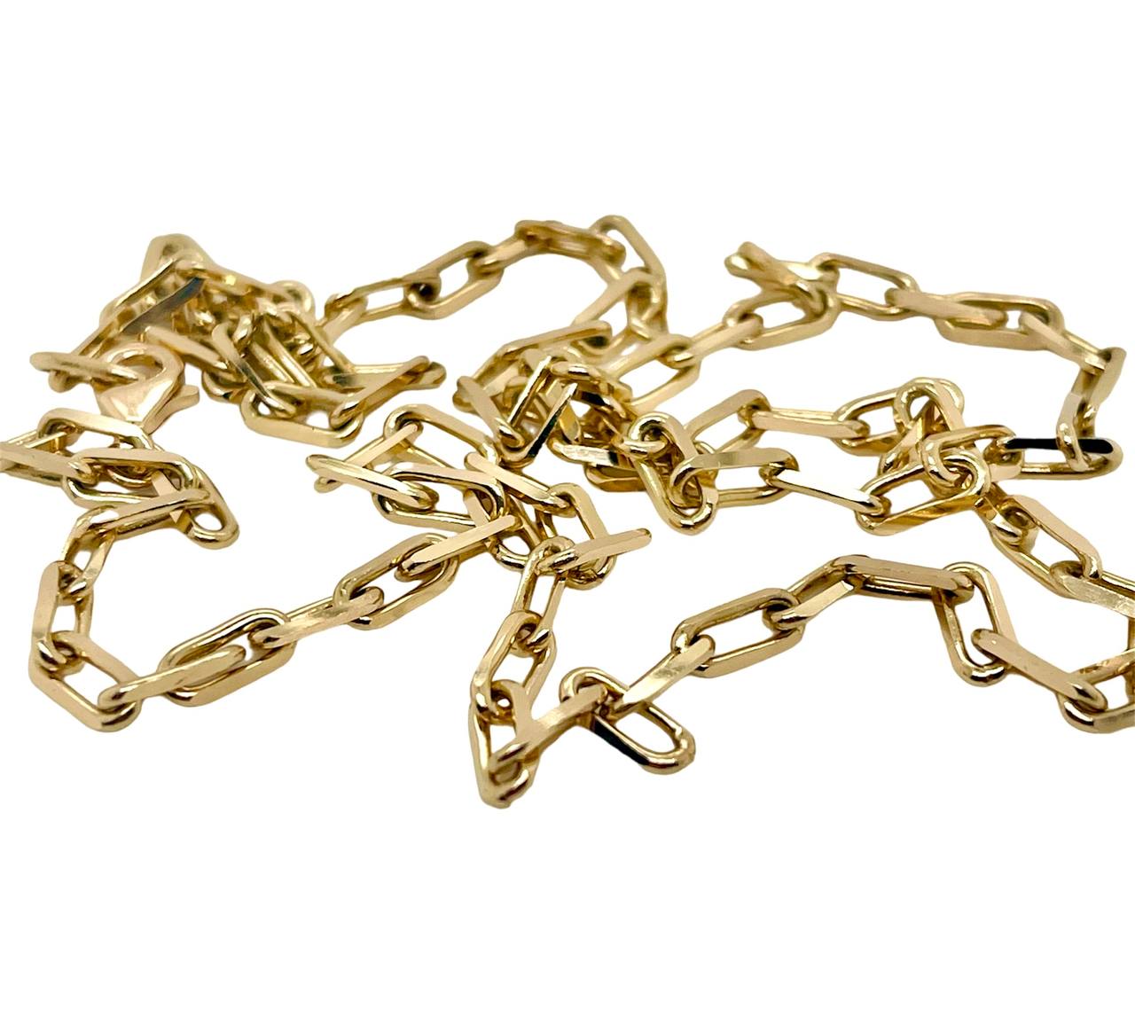 14k Solid Yellow Gold Square Link Chain Necklace 4 MM, 24 in 21.2 Grams