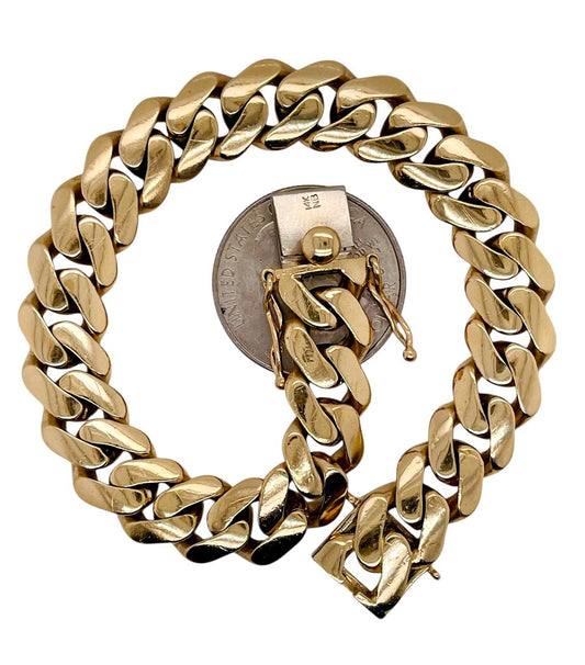 55.1 Gr 14k Solid Yellow Gold Mens Miami Cuban Link Bracelet 11.1 MM 8.25 in