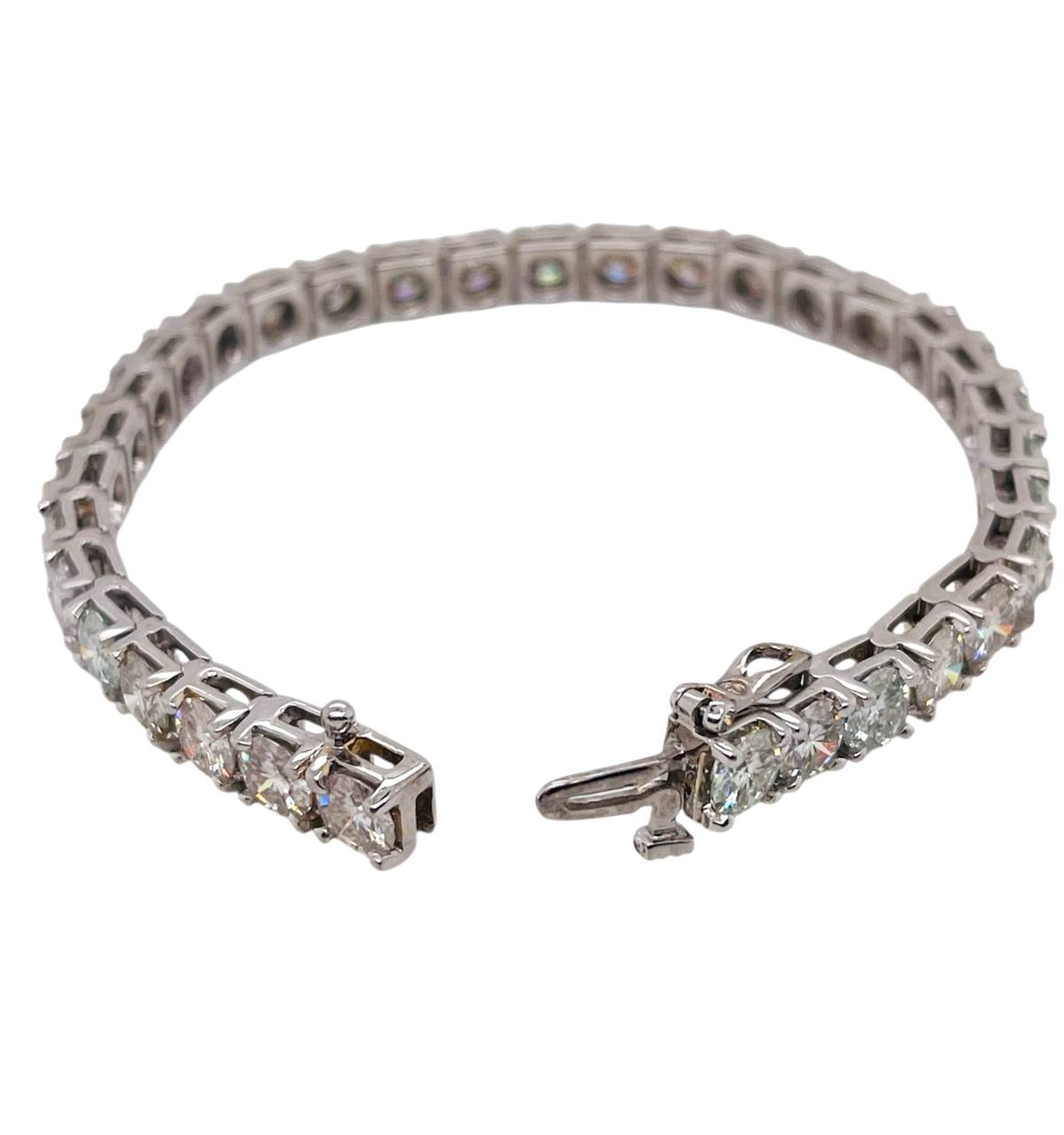 14K Solid White Gold Round Moissanite Tennis Bracelet., 7 inches 20.9 Grams