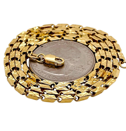 Vintage 18k Yellow Gold Diamond Cut Link Chain Necklace 11.8 Gr 20 inches