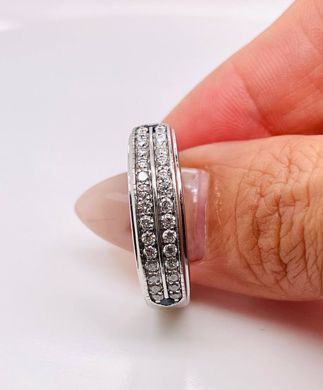 Vera Wang Men's 5/8 CT. T.W. Diamond Double Row Wedding Band in 14K White Gold