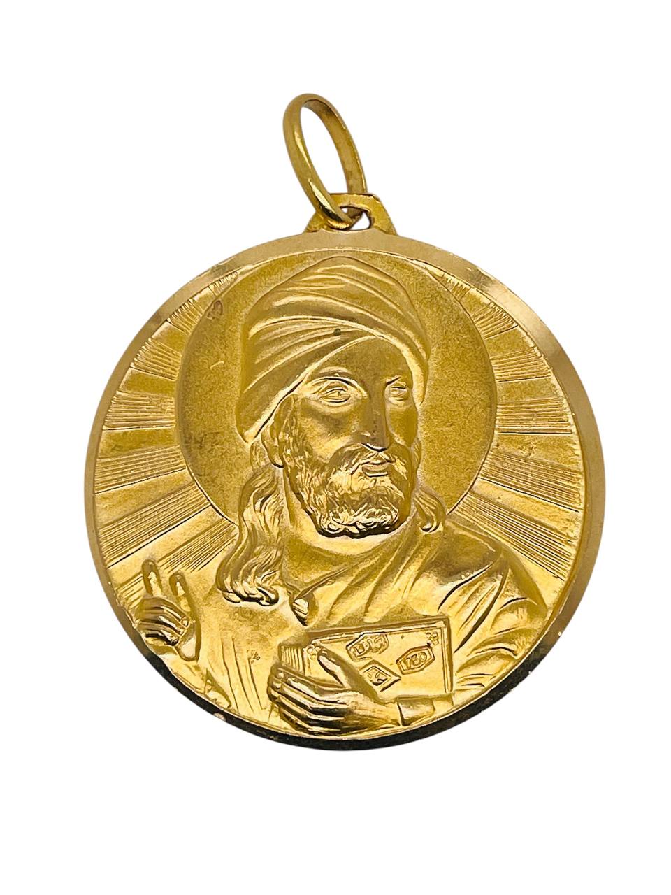 18K Solid Yellow Gold Muslim Shia Prophet Muhammad & Imam Ali Shamayel Pendant