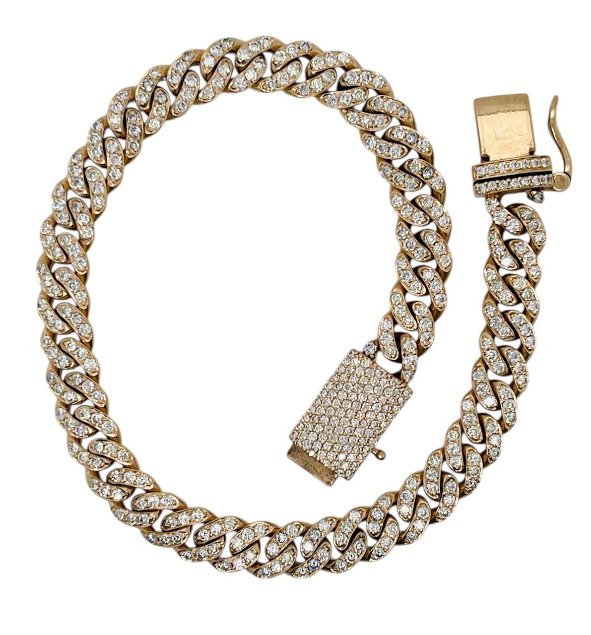 14k Solid Gold 3.25 tcw Natural Diamond Miami Cuban Link Bracelet 7.5 inches