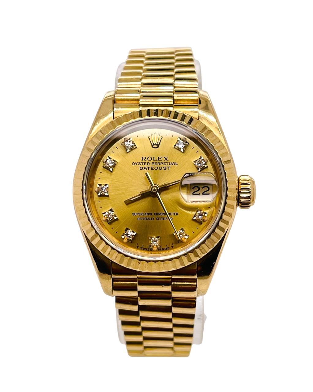 Presidential Rolex Datejust 69178 18K Yellow Gold Watch 26mm Champagne Diamond Dial