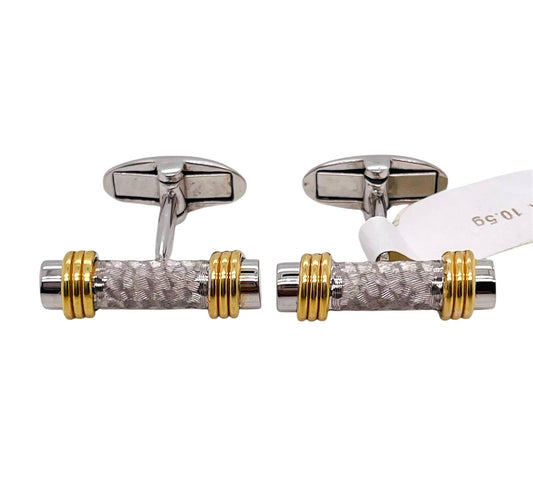 Solid 18k Two-Tone Gold Mens Cufflinks