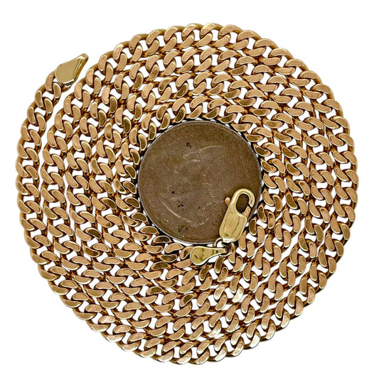 Mens 14k Solid Gold Square Miami Cuban Chain Necklace 4.7 MM, 25.5 in 39.1 Gr