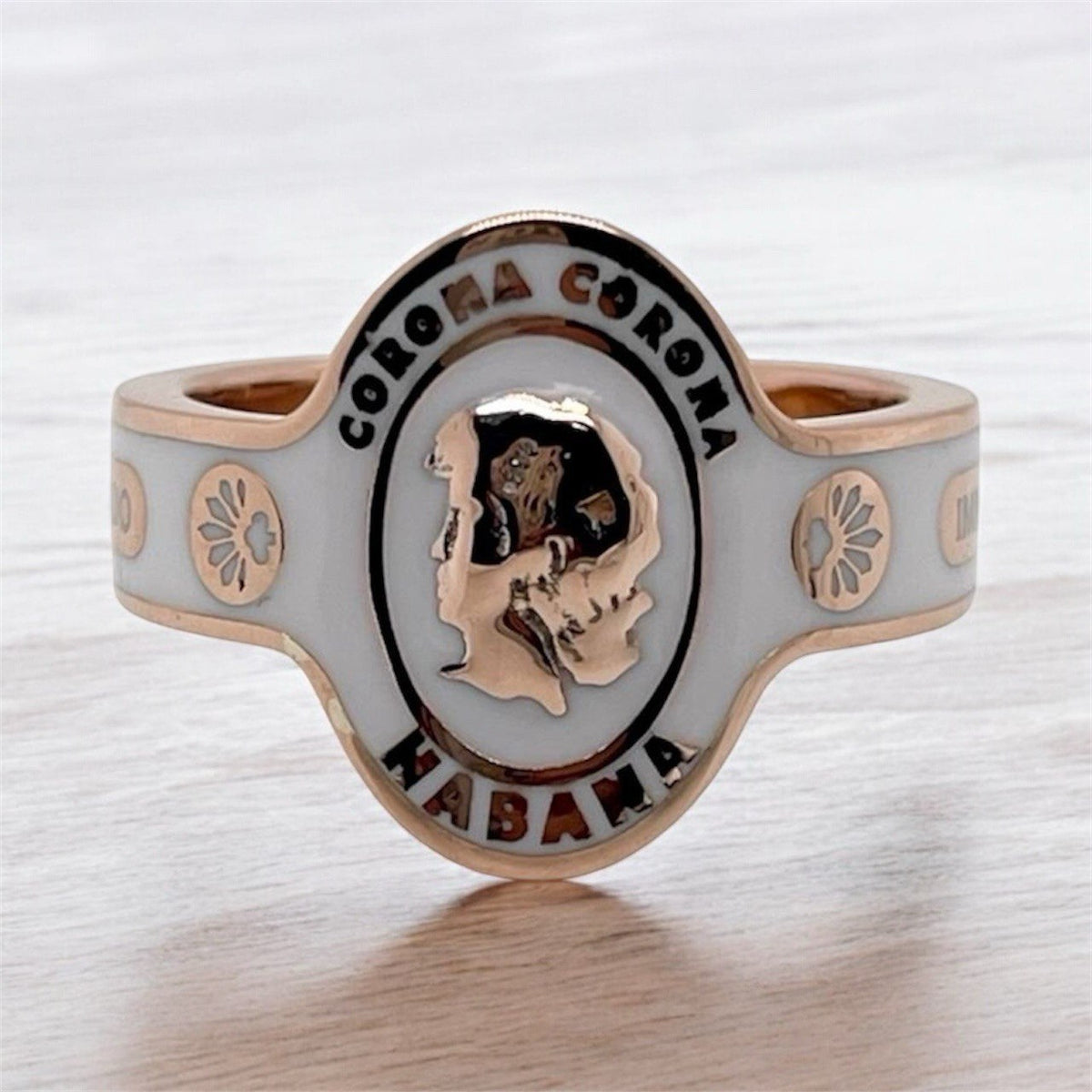 VINTAGE Cartier Enamel Cigar Band Ring 18K Rose Gold Corona Habana 1970s