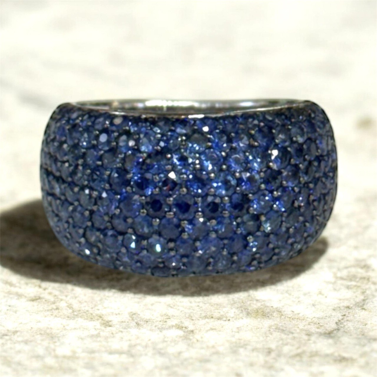 EFFY 14K White Gold Blue Sapphire Pavé Dome Band Ring 1.86 CTW