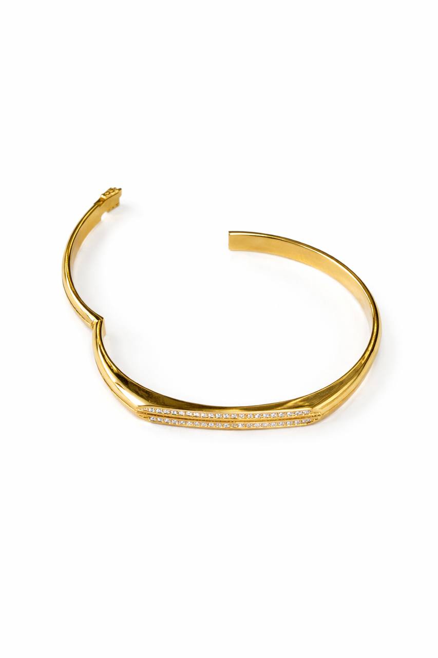 18K Yellow Gold Diamond Bangle Bracelet 0.60 CTW Natural Diamonds | VS1-VS2 | E-F Color