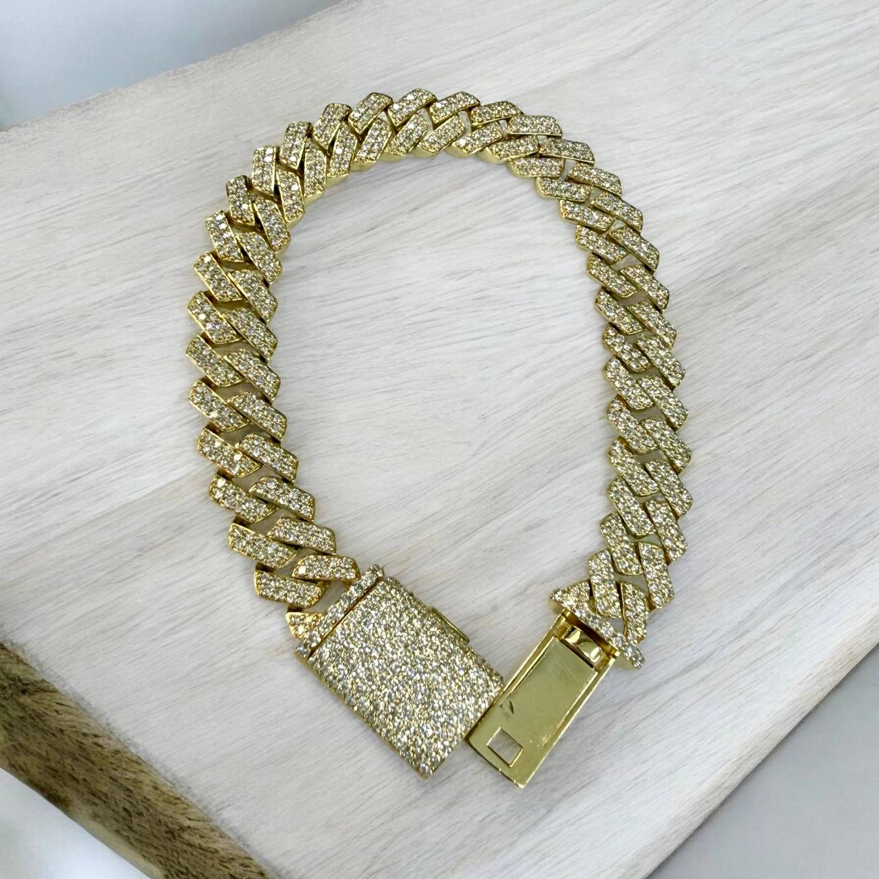 10K Solid Gold Diamond Cuban Link Bracelet 12mm 8.5” – 7.75 Carat Natural VS Diamond Iced Out Miami Cuban Bracelet