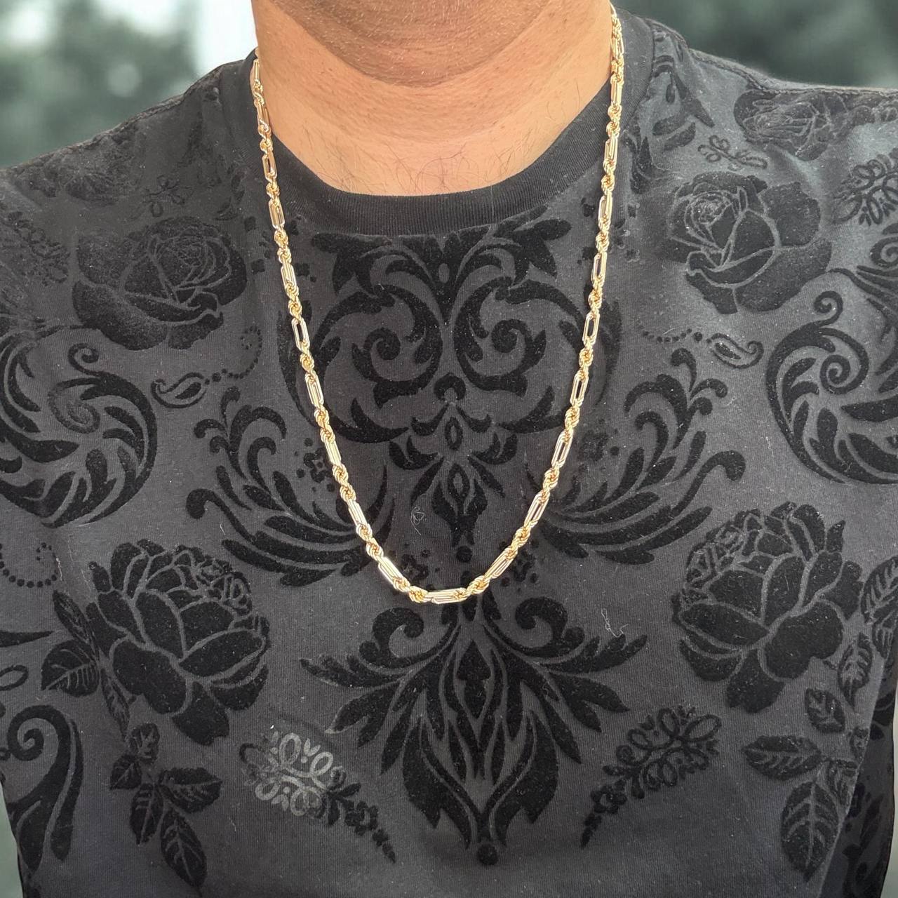 14K Two-Tone Gold Milano Figarope Chain Necklace 5 mm 26 in
