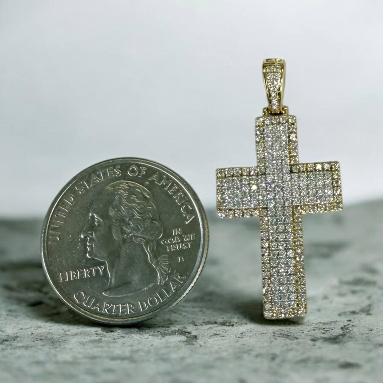 10K Gold Diamond Cross Pendant – 1.50 CT Natural Diamonds VS2 G-H