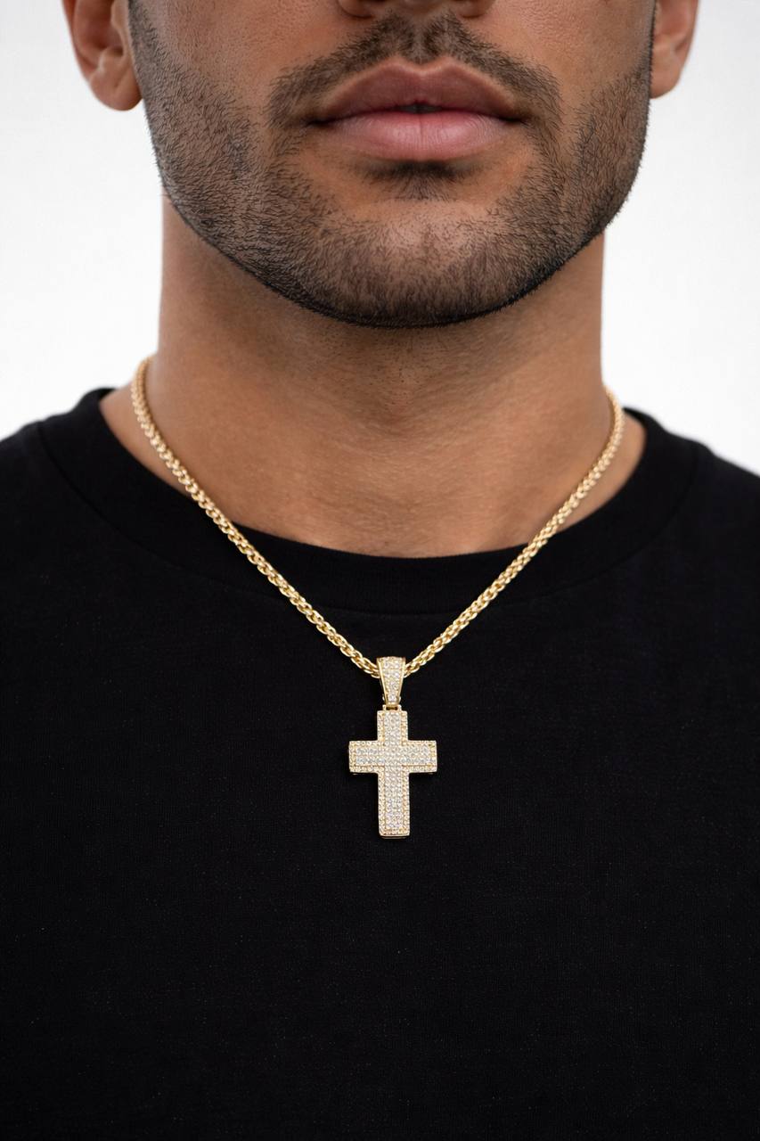 10K Gold Diamond Cross Pendant – 1.50 CT Natural Diamonds VS2 G-H