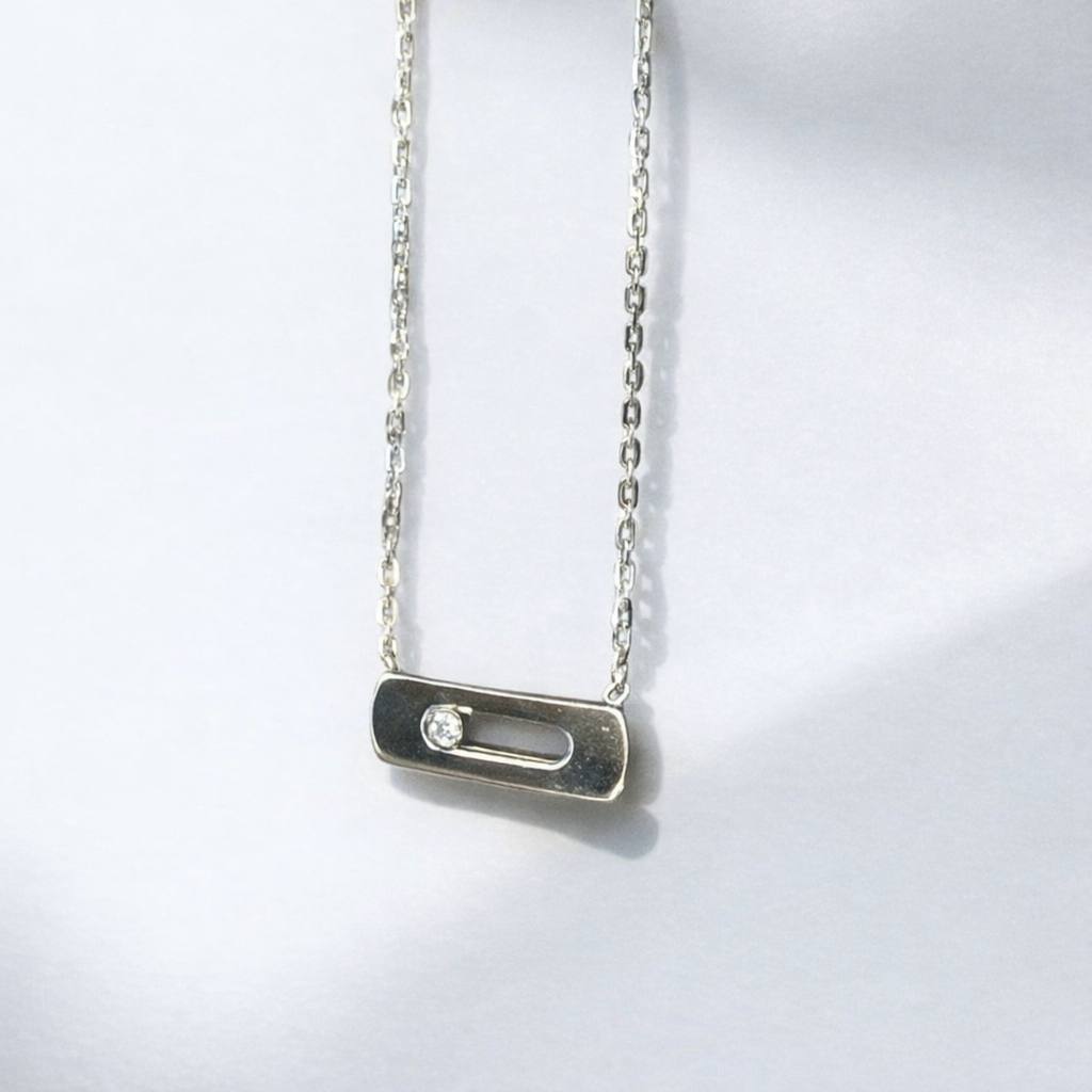 Authentic Messika Move Uno Diamond Necklace – White Gold Floating Diamond Pendant