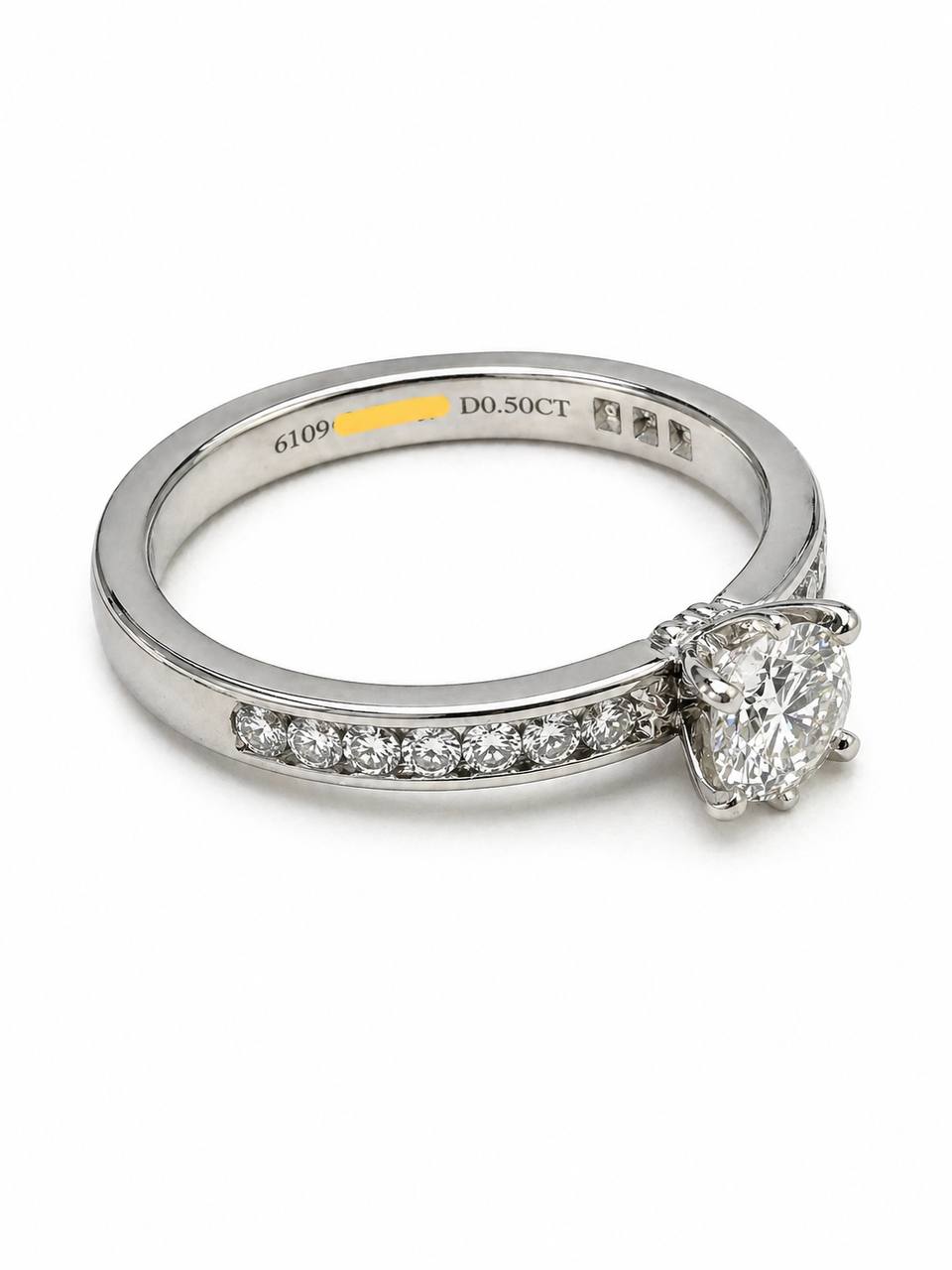 Tiffany Co Setting Platinum 0.76 tcw Round Diamond Channel Engagement Ring