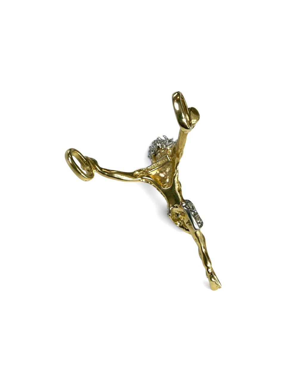 14k Yellow Gold Jesus Christ Open Hand Cross Crucifix Pendant