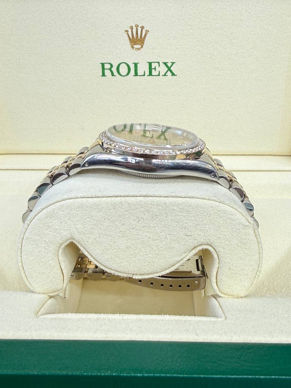 Rolex Datejust 16233 36mm Two Tone Automatic Watch Champagne Diamond Dial Diamond Bezel