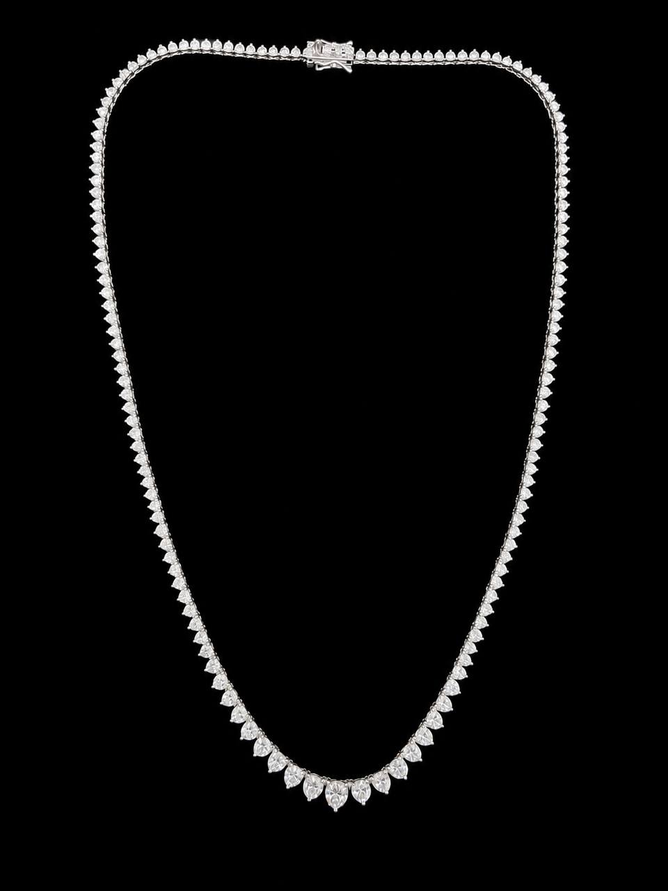 14K White Gold Graduated Round Diamond Tennis Necklace 6.50 CTW Natural Diamonds 16.25”