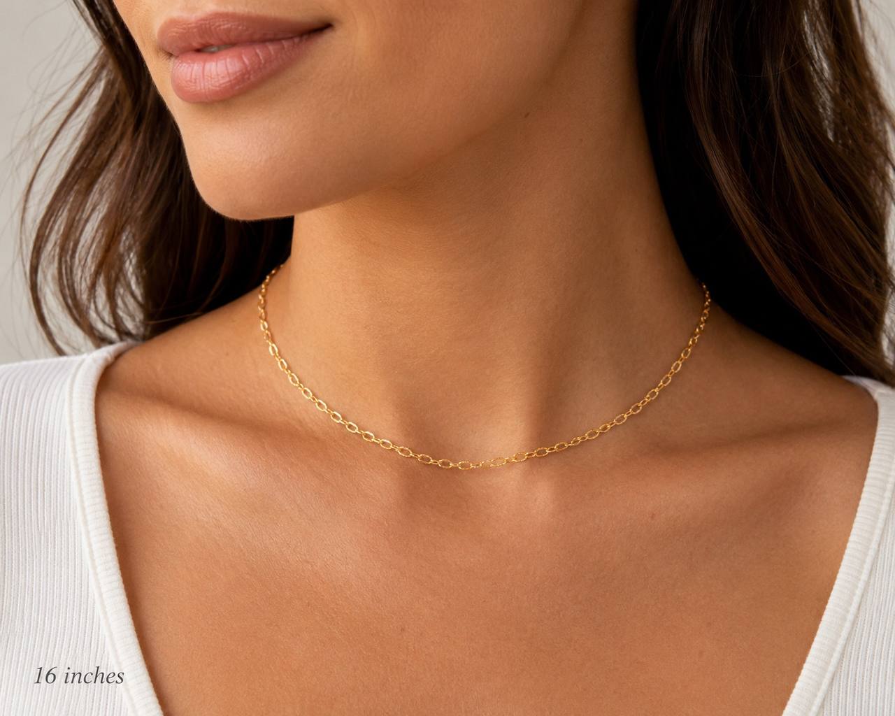 14K Yellow Gold Twisted Crochet Chain Necklace 16” 2.5mm Dainty 3.1g