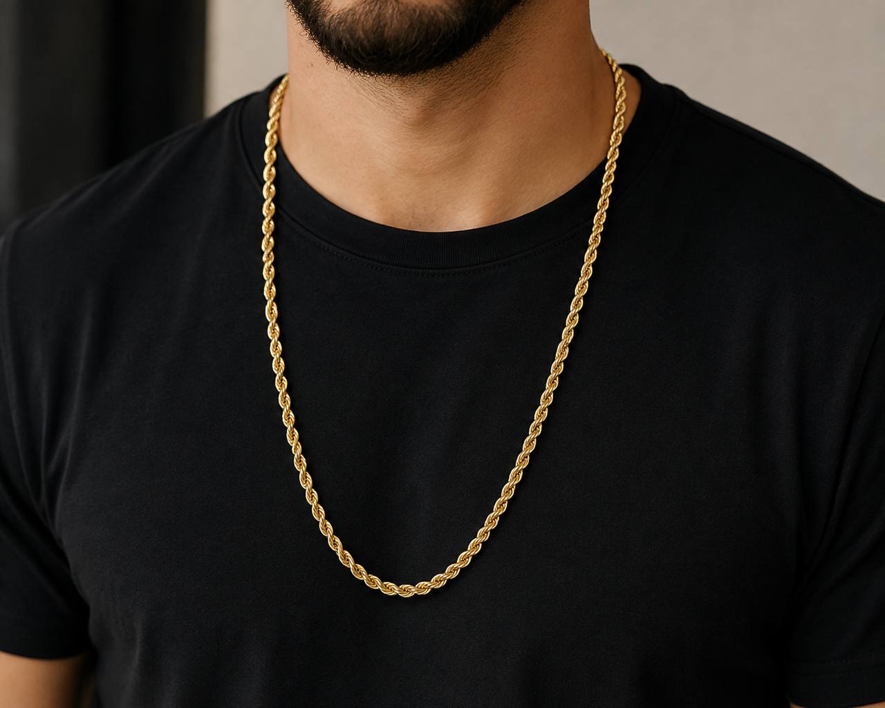 18K Yellow Gold Rope Chain Necklace 31.75 in 5mm Long Estate