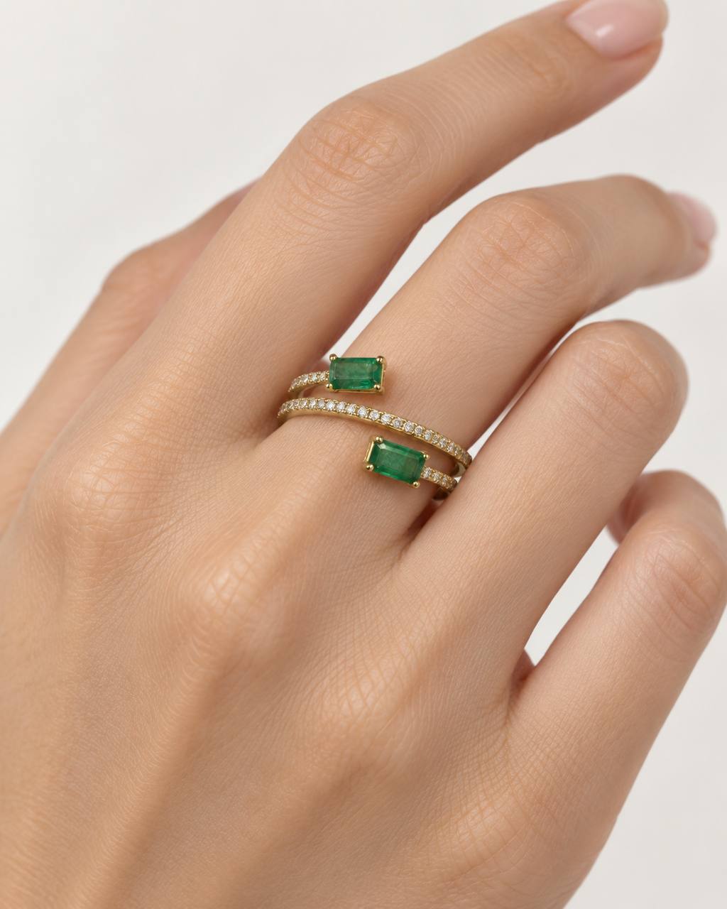 Bloomingdale’s Fine Collection 14K Gold Emerald & Diamond Coil Ring