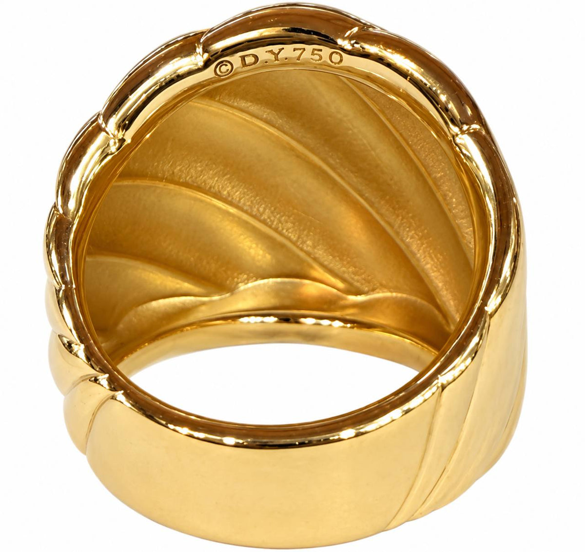 David Yurman Sculpted Cable Dome Ring – 18K Yellow Gold – Size 7
