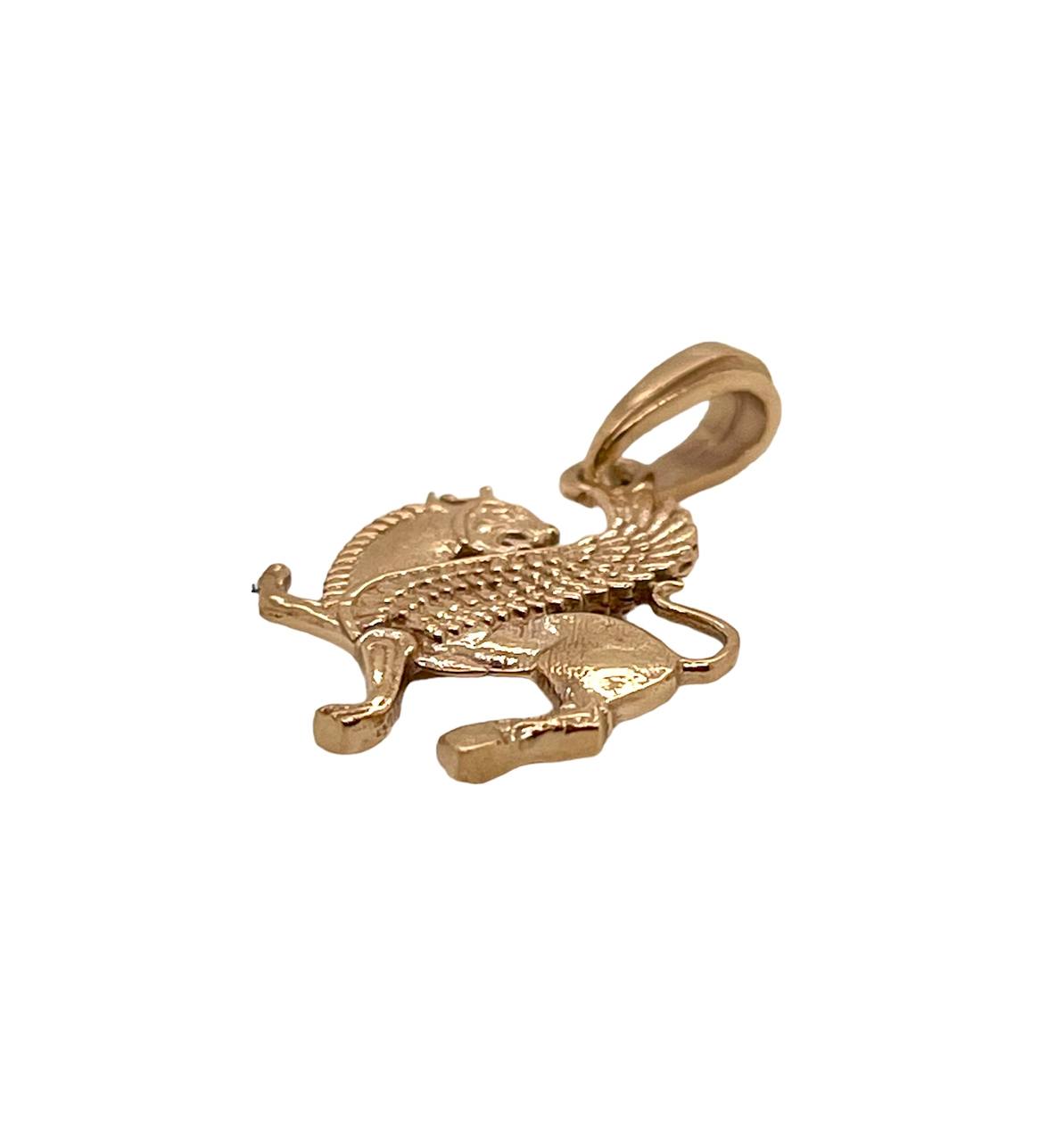 18k Solid Yellow Gold Shirdal Persian Griffin Dragon Persepolis Symbol Achaemenid Two Sided Pendant 2.8 gr