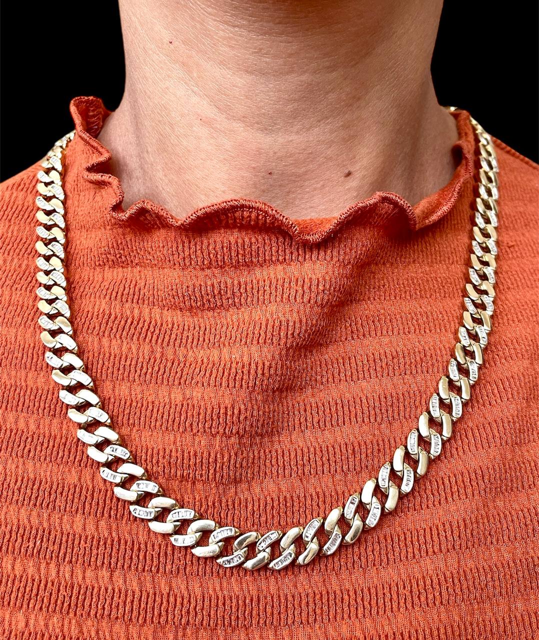 86 Gr 10k Yellow Gold 6.5 Ct Natural Baguette Diamond Miami Cuban Chain Necklace 22 in 10.2 mm