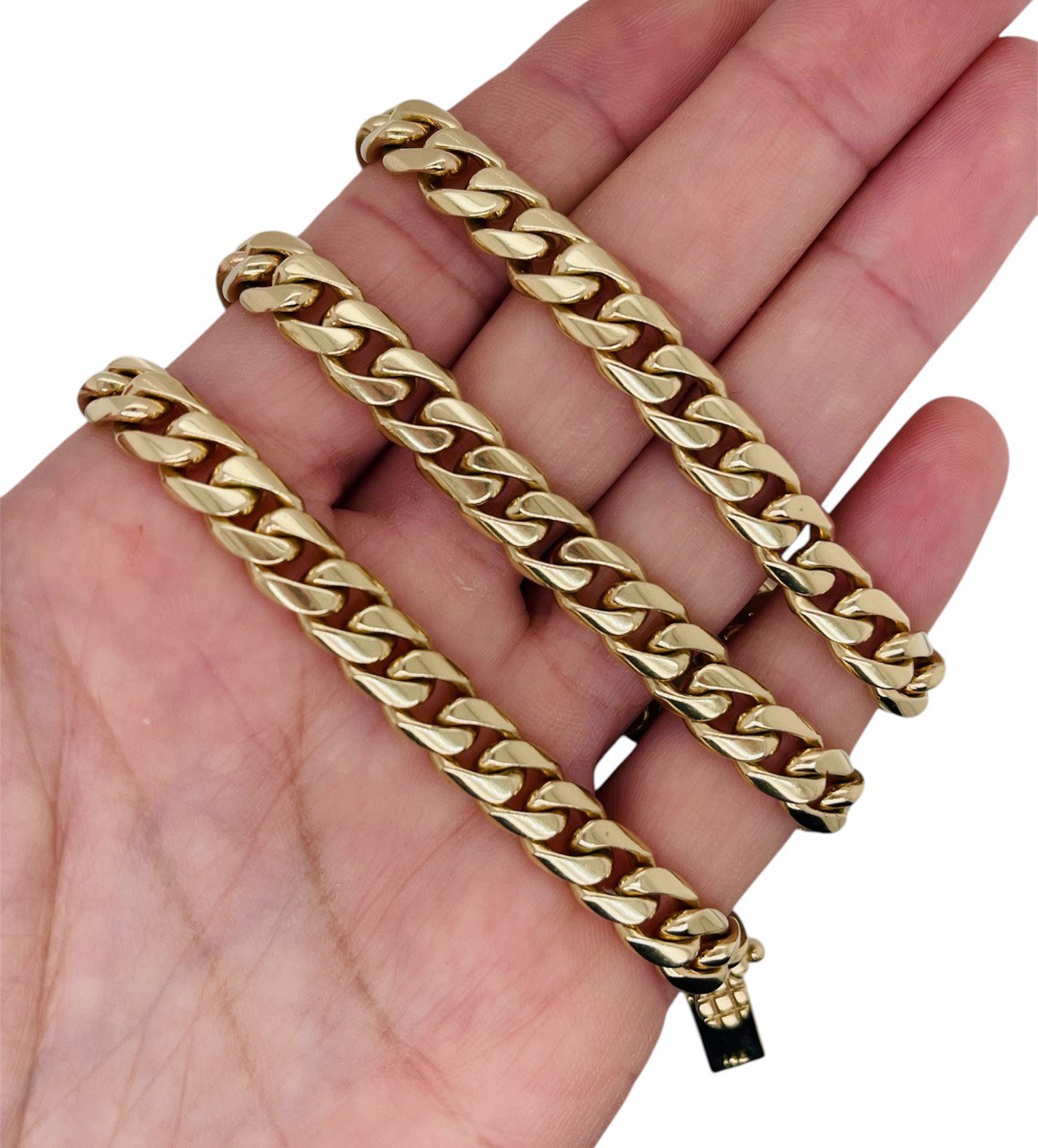 Mens 14k Solid Yellow Gold Miami Cuban Link Chain Necklace 8.7 MM 25 in 125.8 Gr