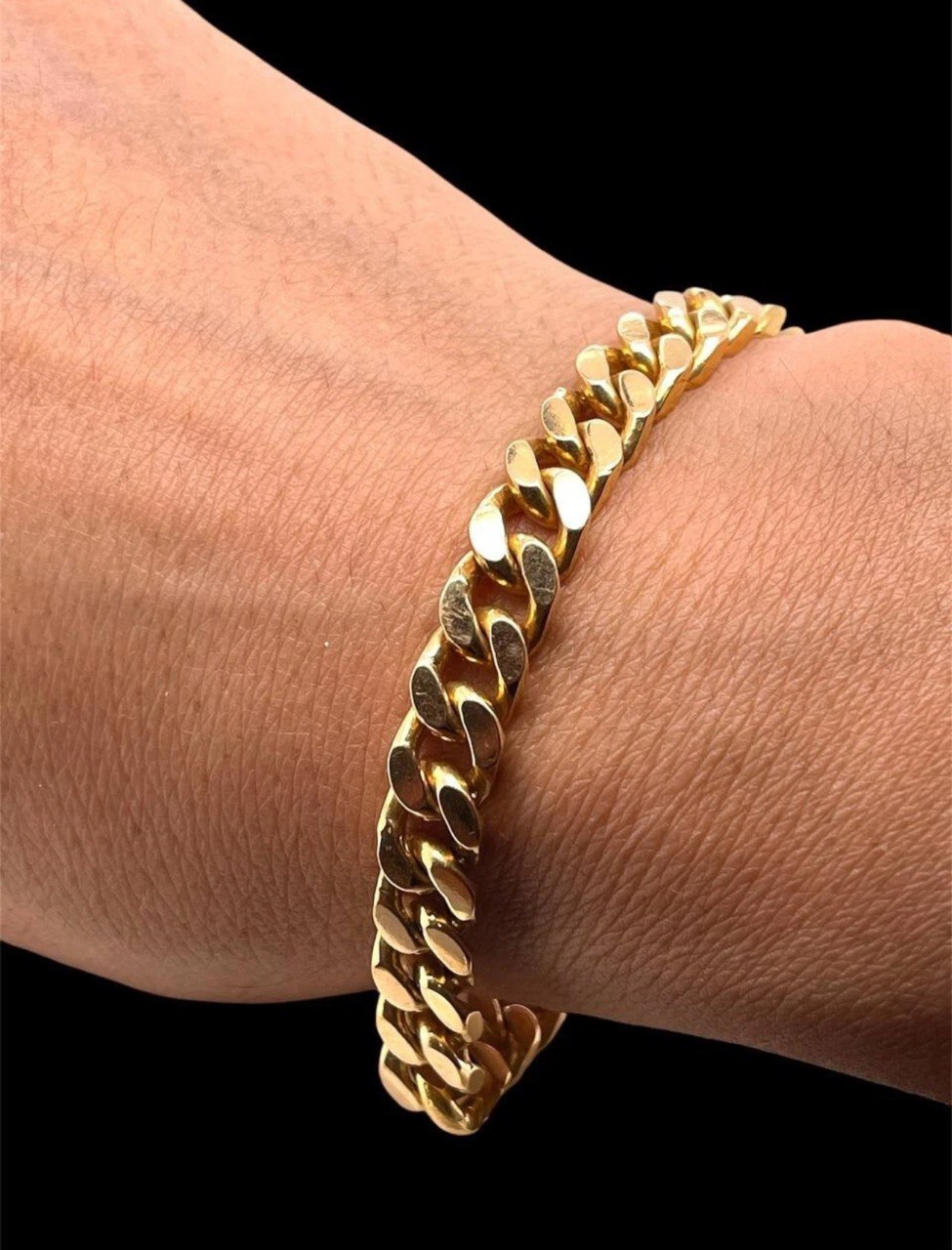 50.8 Gr 21k Solid Yellow Gold Diamond Mens Miami Cuban Link Bracelet 7.8MM 8.25"