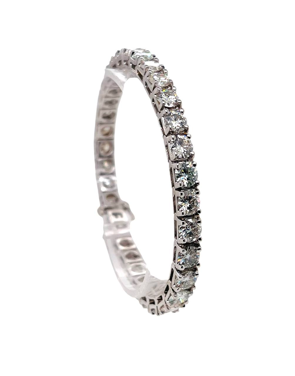 14K Solid White Gold Round Moissanite Tennis Bracelet., 7 inches 20.9 Grams