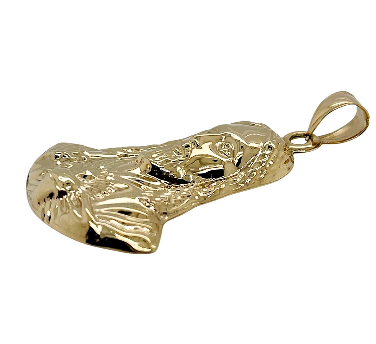 14K Yellow Gold Jesus Head Face Pendant 2 inches 11 grams Sagrado Corazón de Jesús