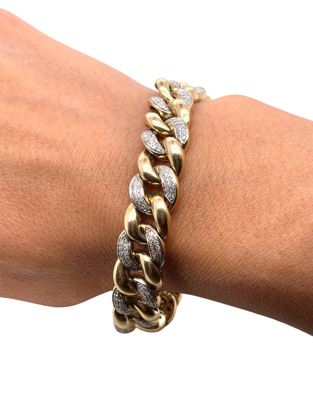 47.7 Gr 10k Solid Gold 1.5 Ct Natural Diamond Mens Miami Cuban Link Bracelet 12.7 MM 8.5 in