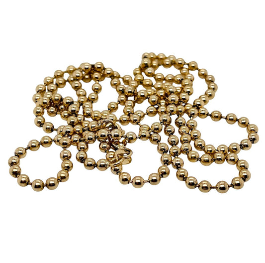 14k Solid Yellow Gold Military Bead Ball Chain Necklace 30 in 20.1 Grams 3 MM