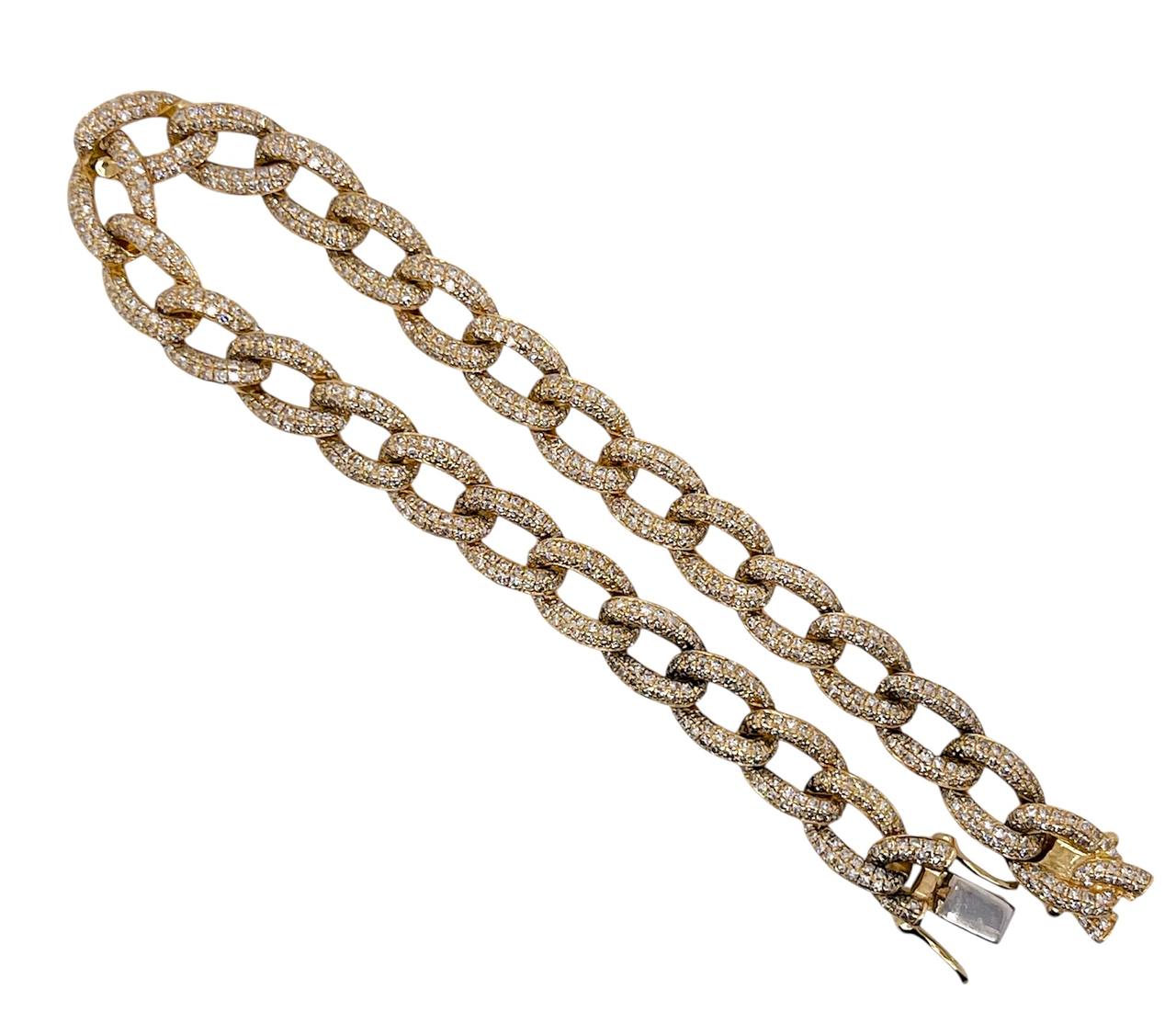 14k Solid Gold Natural Diamond Cuban Link Bracelet 7 inches