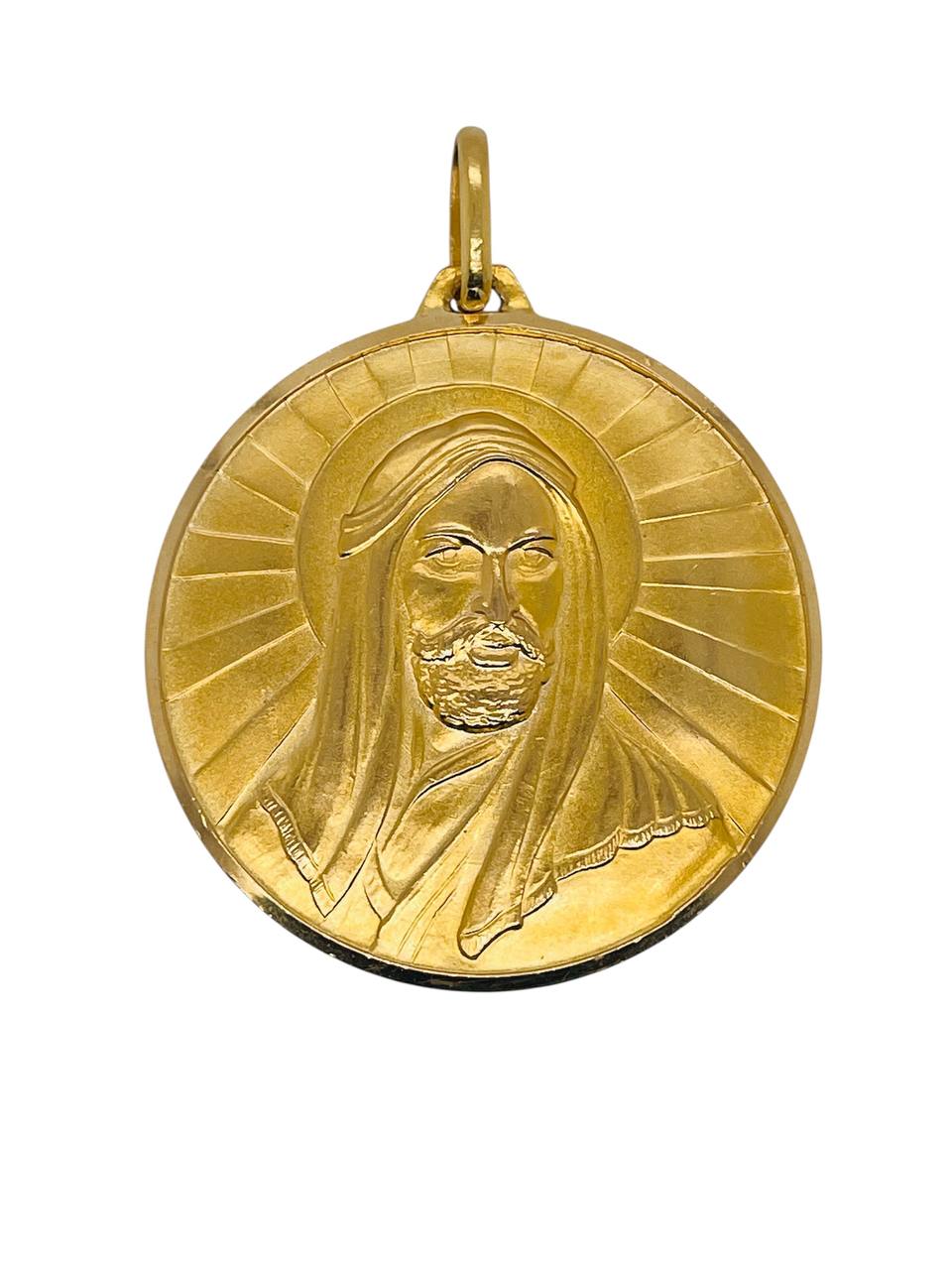 18K Solid Yellow Gold Muslim Shia Prophet Muhammad & Imam Ali Shamayel Pendant