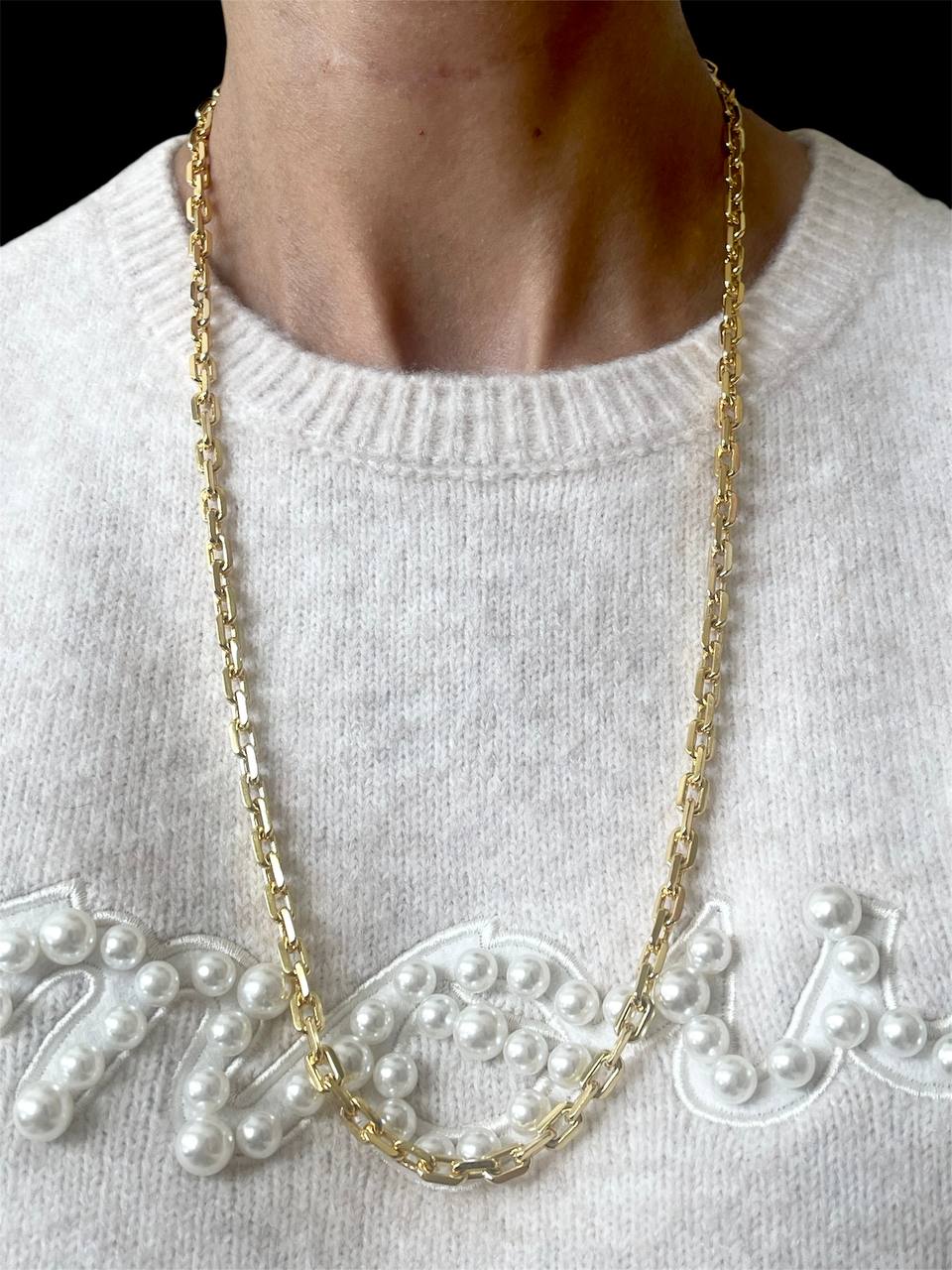 61 grams Mens 14k Solid Yellow Gold Square Link Chain Necklace 5.5 MM, 26.5 in