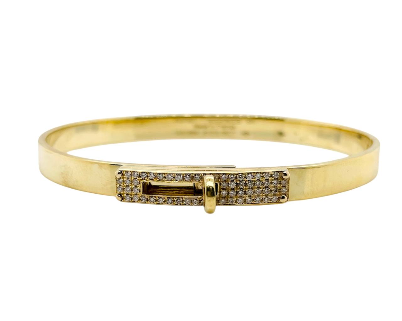 Hermès Kelly 18K Yellow Gold Pave Diamonds Bracelet