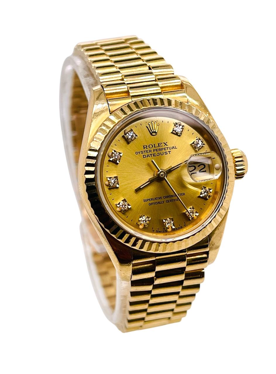 Presidential Rolex Datejust 69178 18K Yellow Gold Watch 26mm Champagne Diamond Dial