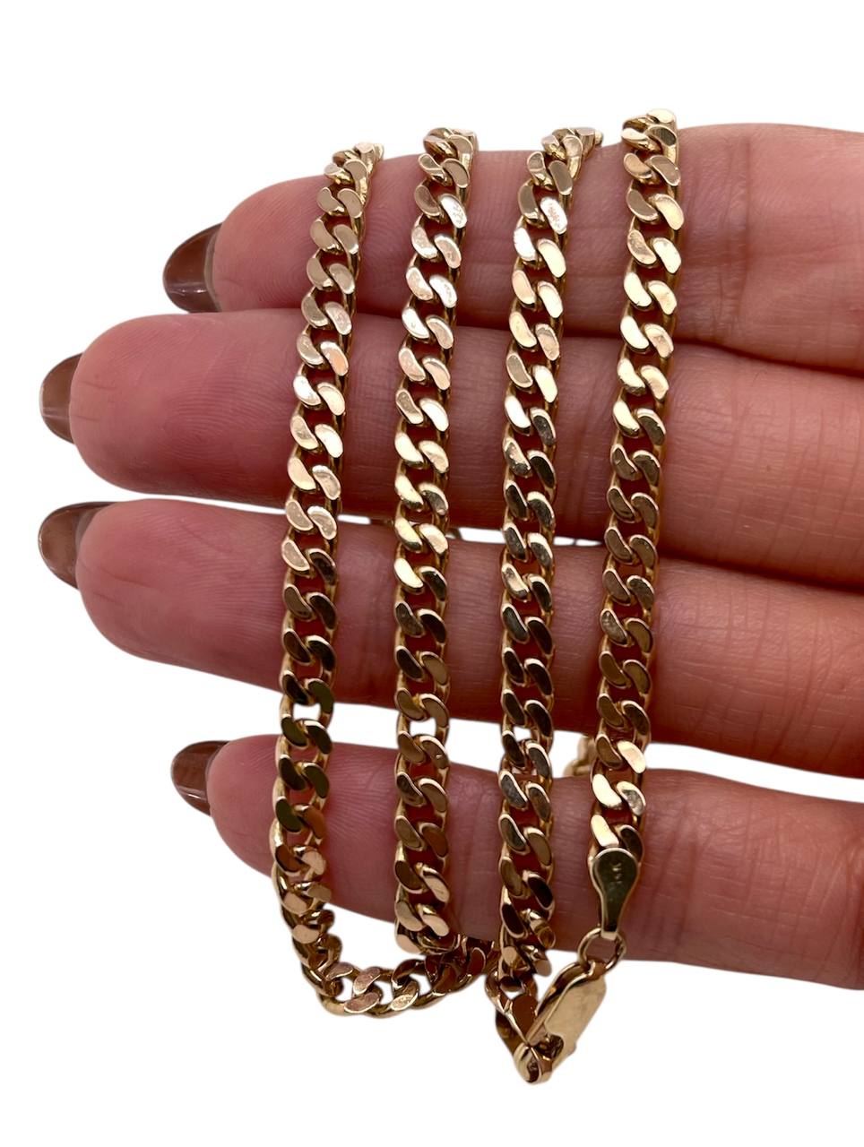 Mens 14k Solid Gold Square Miami Cuban Chain Necklace 4.7 MM, 25.5 in 39.1 Gr