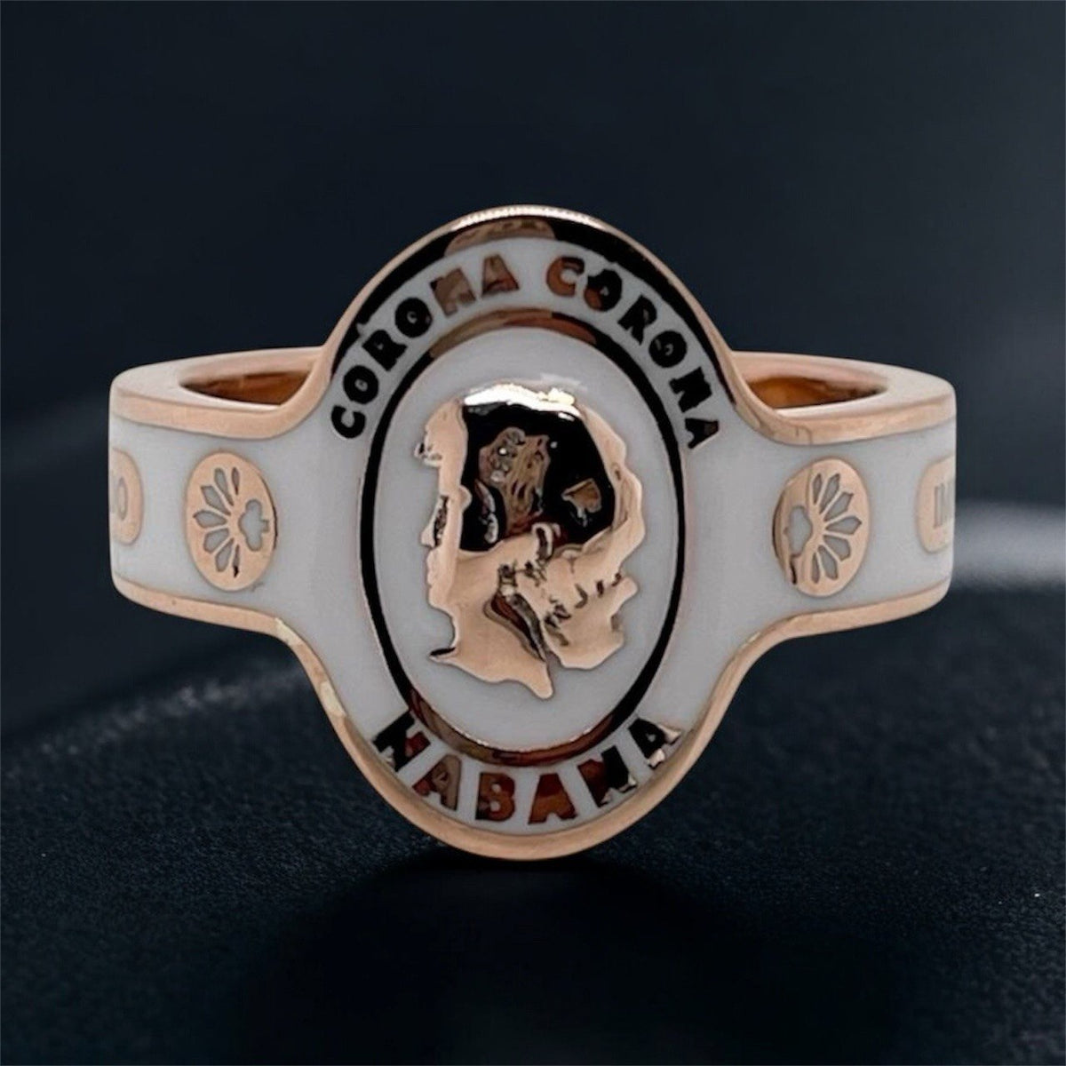 VINTAGE Cartier Enamel Cigar Band Ring 18K Rose Gold Corona Habana 1970s