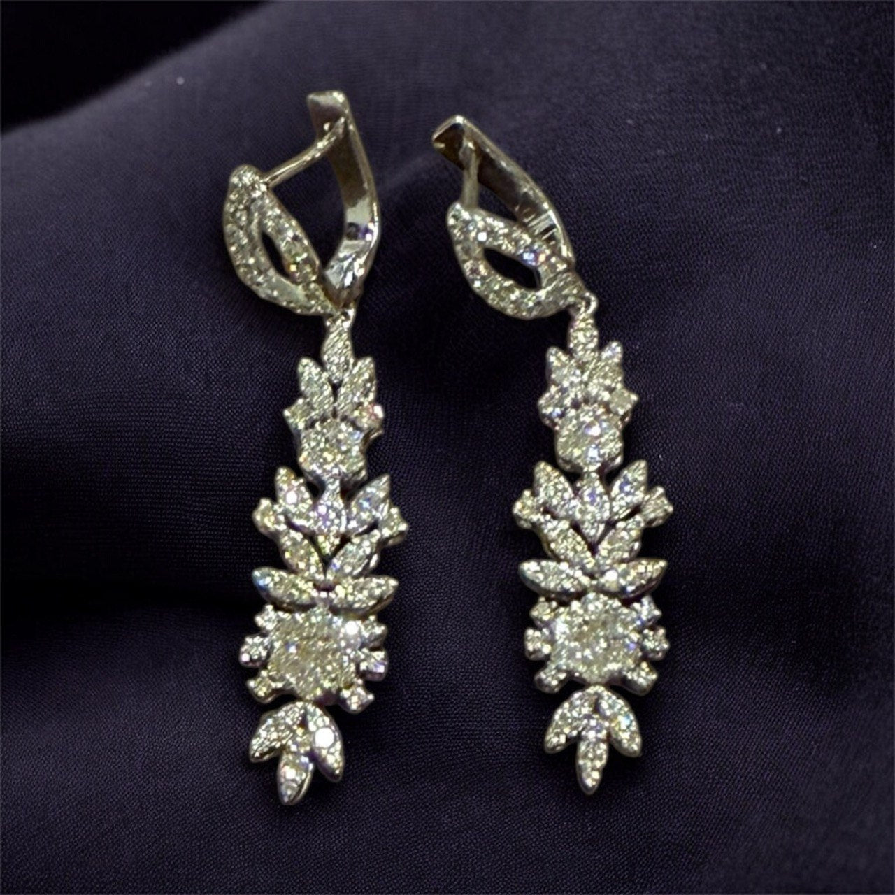 Luxury 18K White Gold Natural Diamond Bridal Jewelry Set Statement Piece