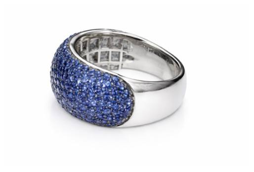 EFFY 14K White Gold Blue Sapphire Pavé Dome Band Ring 1.86 CTW