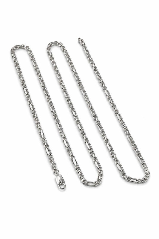 18K Solid White Gold Milano Figarope Chain Necklace – 3mm | 25.5” | AU750