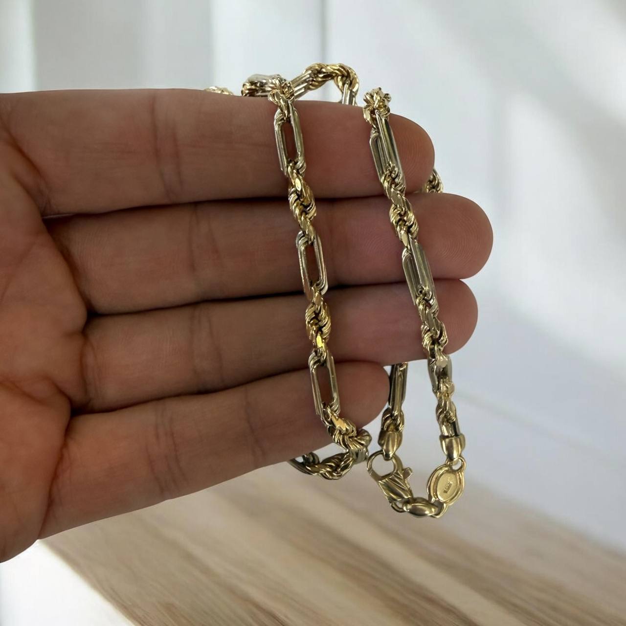 14K Two-Tone Gold Milano Figarope Chain Necklace 5 mm 26 in