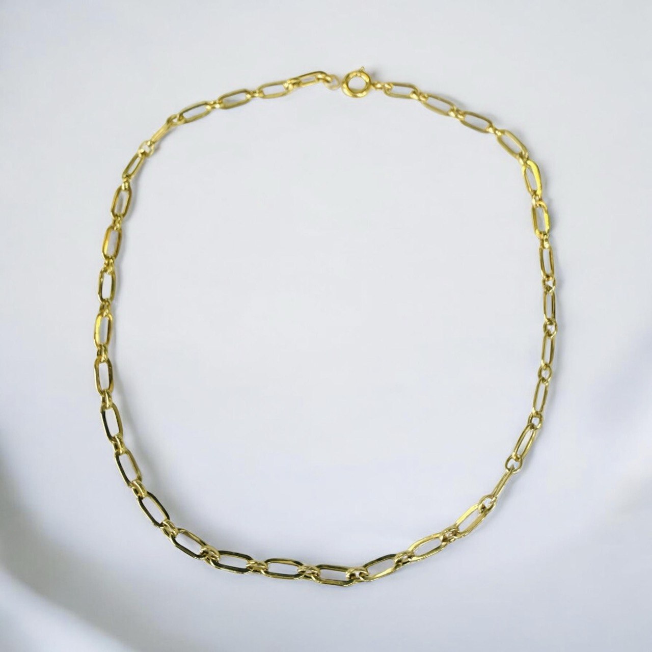 18K Gold Hollow Paperclip Link Chain Necklace – 20 Inches, 5.5 mm, 8.5 Grams