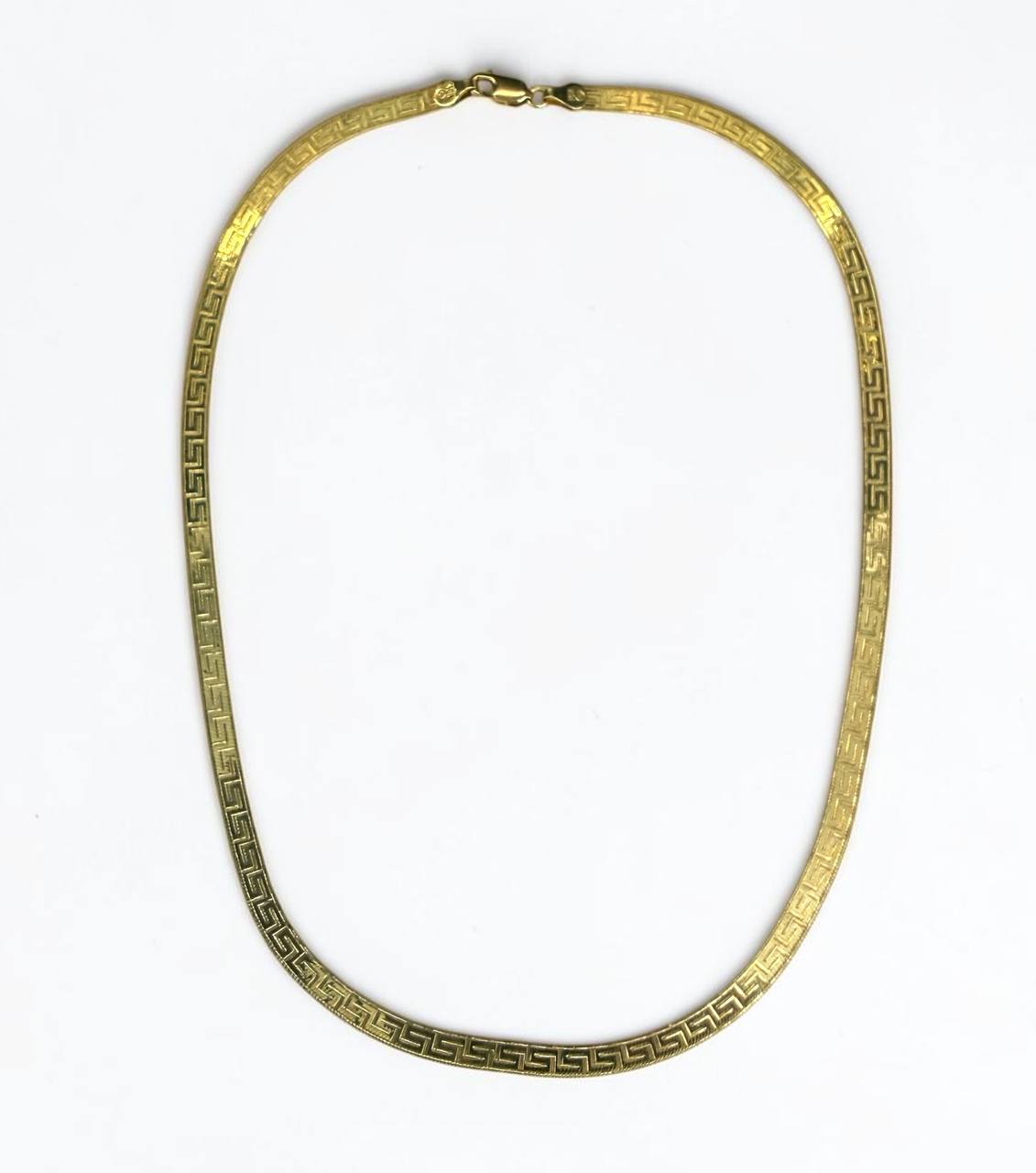 10K Gold Greek Key Herringbone Necklace – 18” 4.5mm